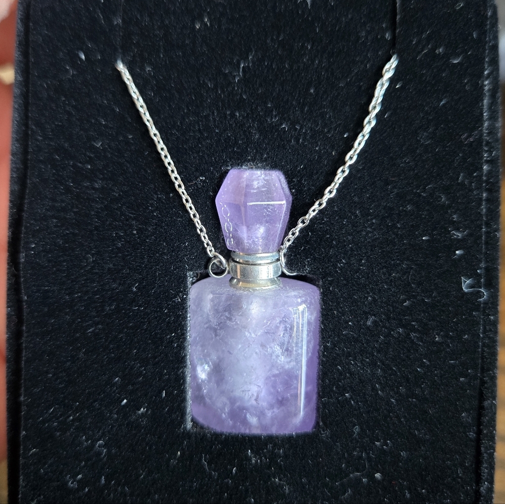 Amethyst Crystal Urn Pendant Necklace - Women Jewelry